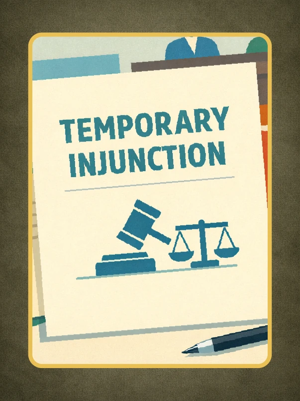 Appeal card, Temporary Injunction