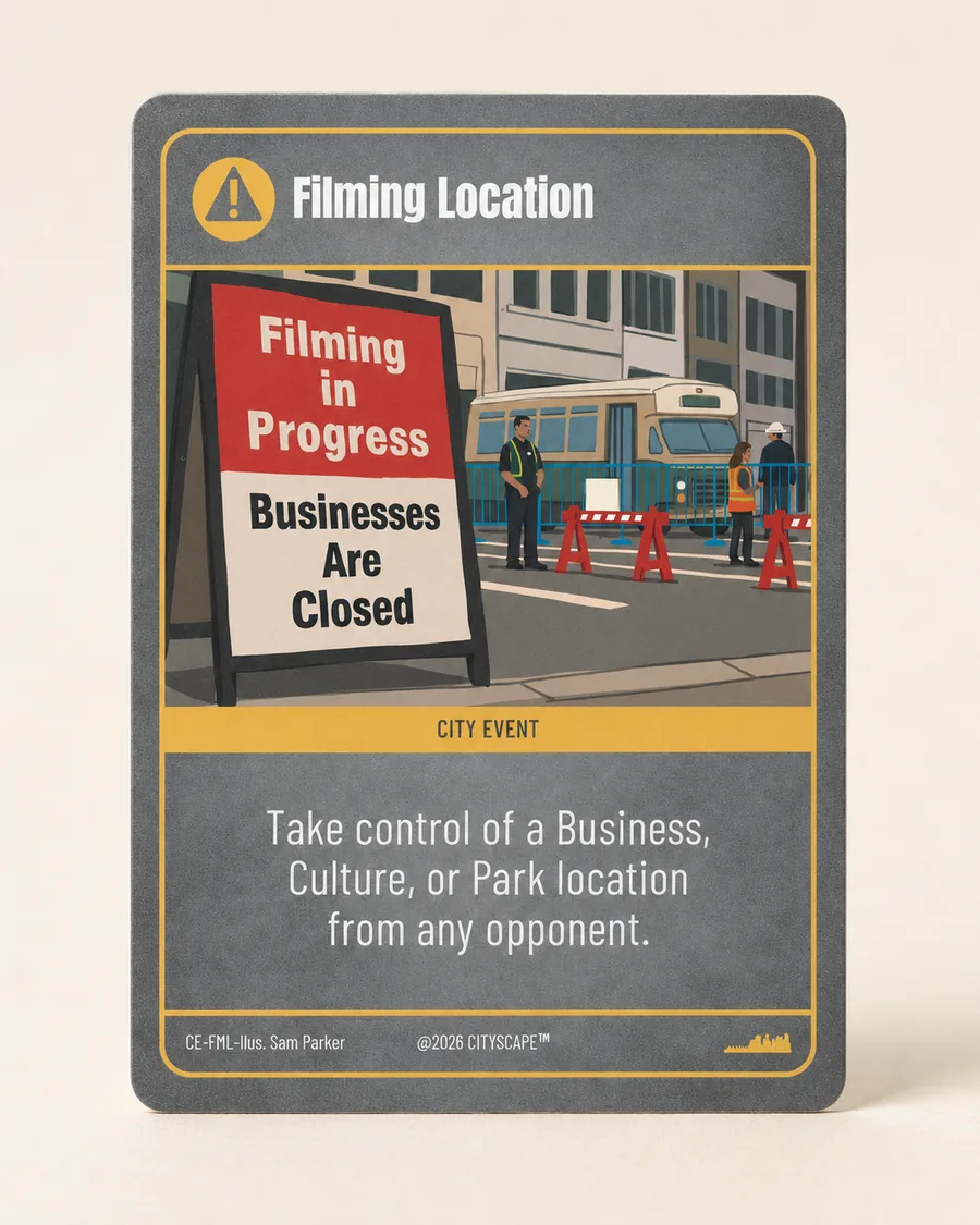 Filming Location card, a City Event