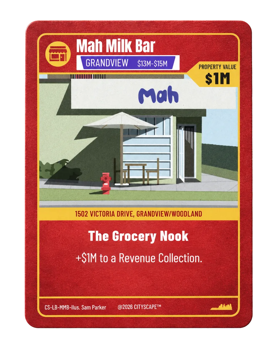 Mah Milk Bar card from CityScape Vancouver