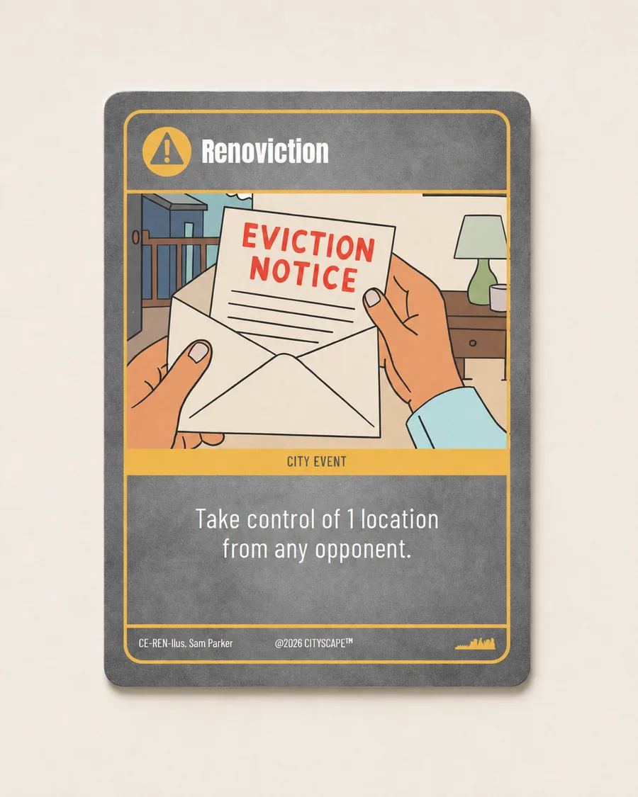 Renoviction card, a City Event
