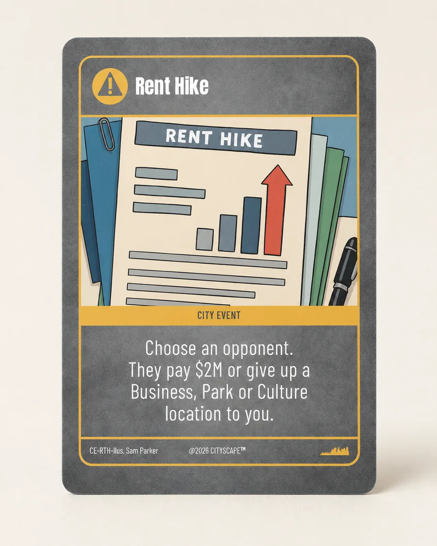 Rent Hike card, a City Event