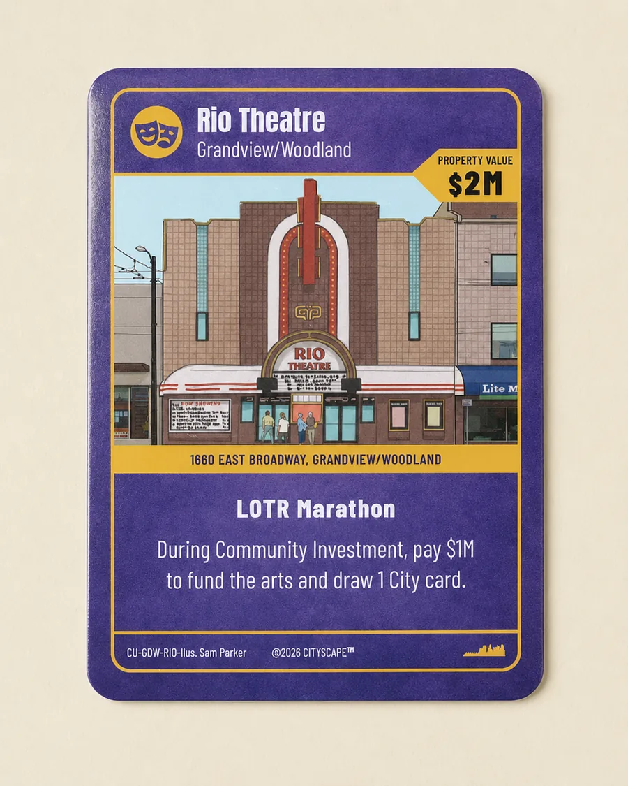 Rio Theatre card, a Culture location in Grandview/Woodland